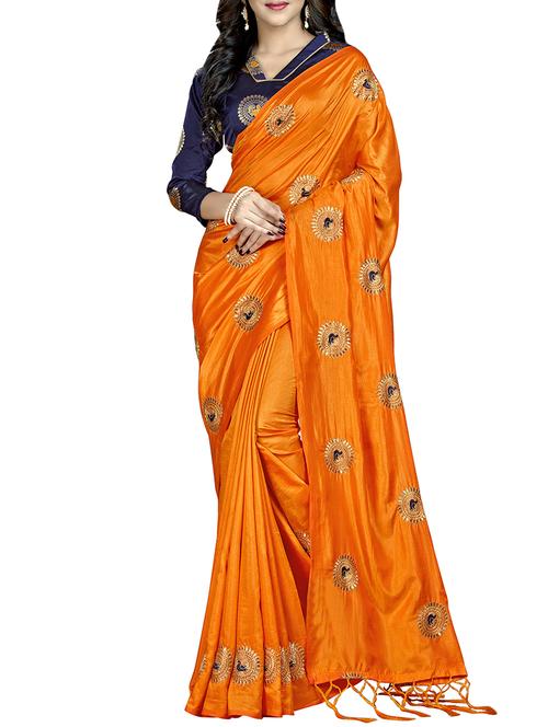 peacock embroidered saree with tassels with blouse - 15360756 - Standard Image - 1