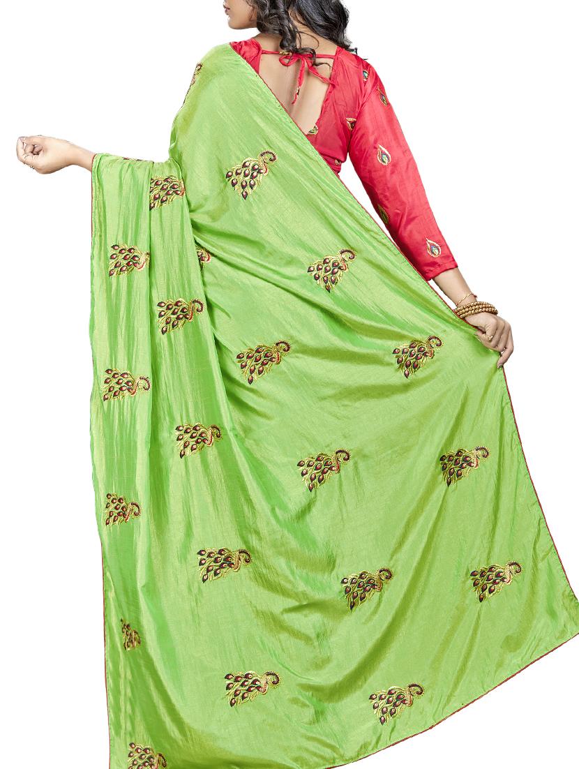 peacock embroidered saree with tassels with blouse - 15360761 - Zoom Image - 2