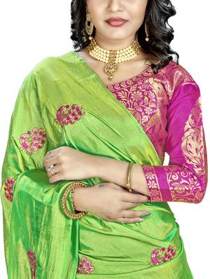 peacock embroidered saree with tassels with blouse - 15360767 - Standard Image - 3
