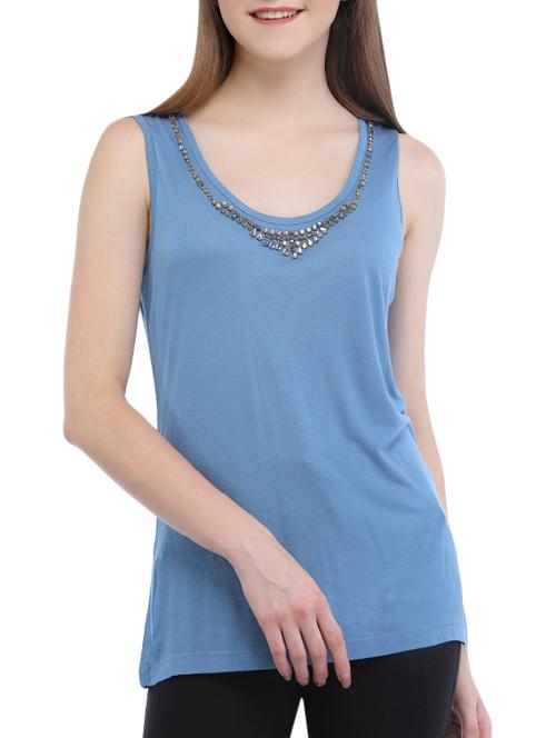 embellished neckline top - 15360806 - Standard Image - 1
