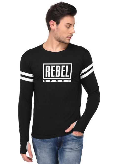black cotton thumbhole t-shirt - 15361186 - Very Small Image - 1