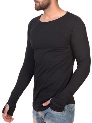 black cotton thumb hole tshirt - 15361703 - Standard Image - 2