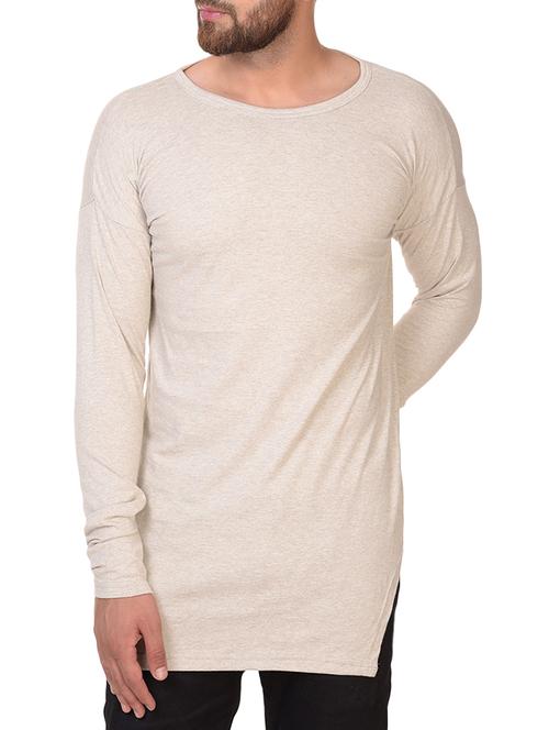 beige cotton blend t-shirt - 15361722 - Standard Image - 1