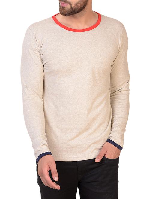 beige cotton blend t-shirt - 15361724 - Standard Image - 1