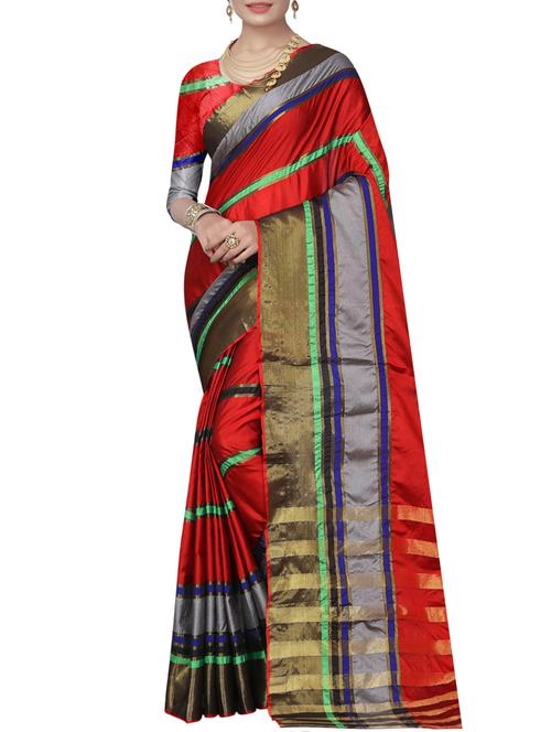 striped woven saree with blouse - 15362724 - Very Small Image - 1