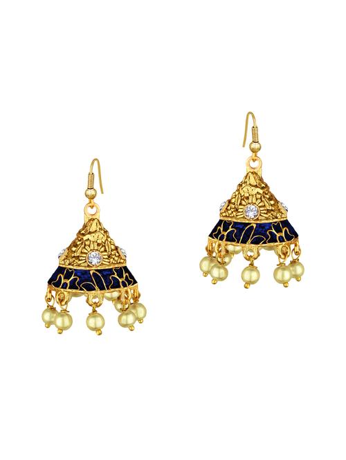 gold metal jhumka earring - 15363205 - Standard Image - 1