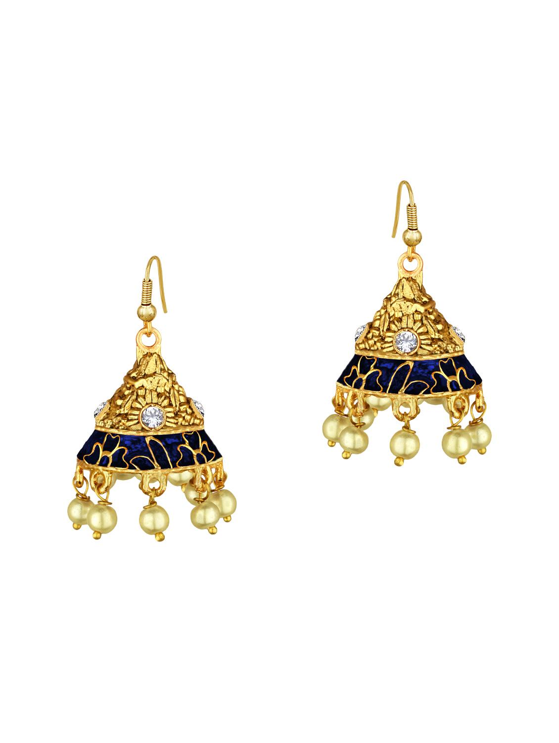 gold metal jhumka earring - 15363205 - Zoom Image - 1