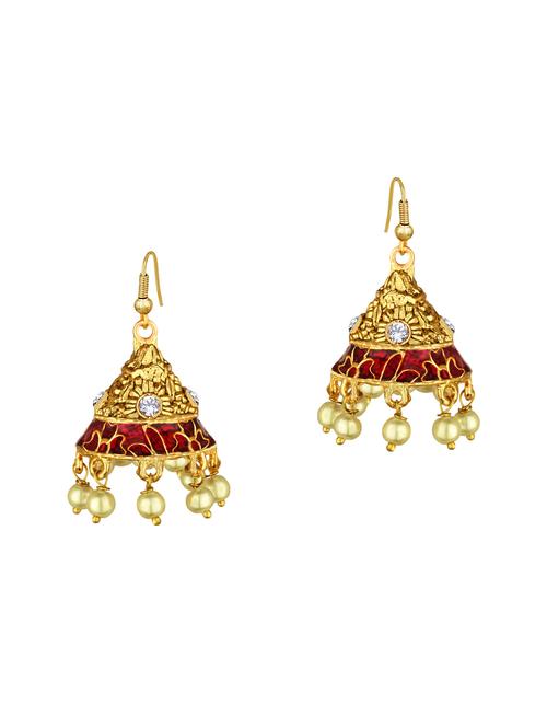 gold metal jhumka earring - 15363206 - Standard Image - 1