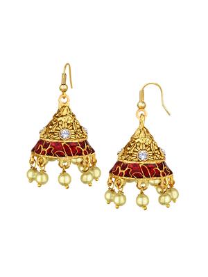 gold metal jhumka earring - 15363206 - Standard Image - 2