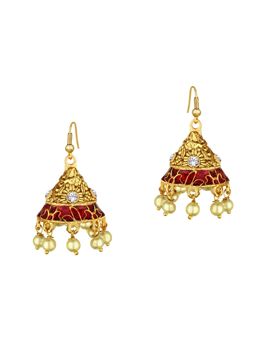 gold metal jhumka earring - 15363206 - Zoom Image - 1