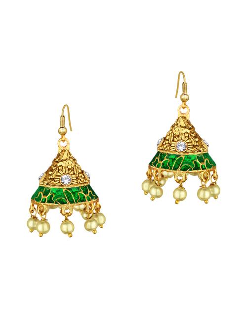 gold metal jhumka earring - 15363208 - Standard Image - 1