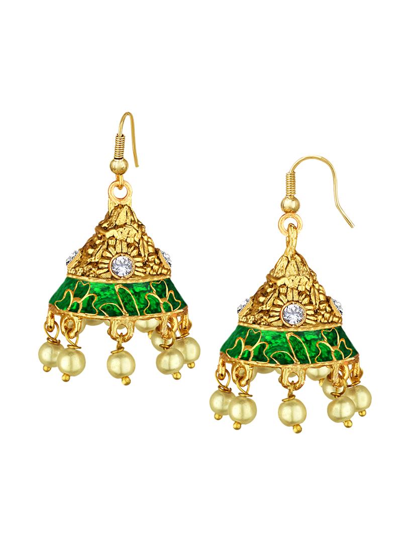 gold metal jhumka earring - 15363208 - Zoom Image - 2
