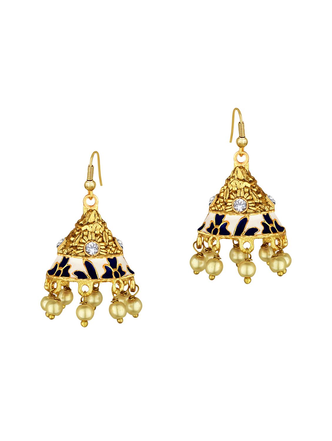 gold metal jhumka earring - 15363209 - Zoom Image - 1