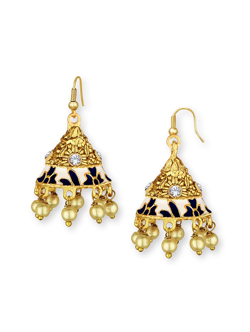 gold metal jhumka earring - 15363209 - Zoom Image - 2