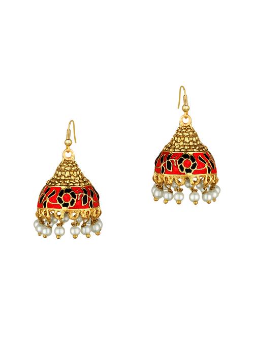 gold metal jhumka earring - 15363212 - Standard Image - 1