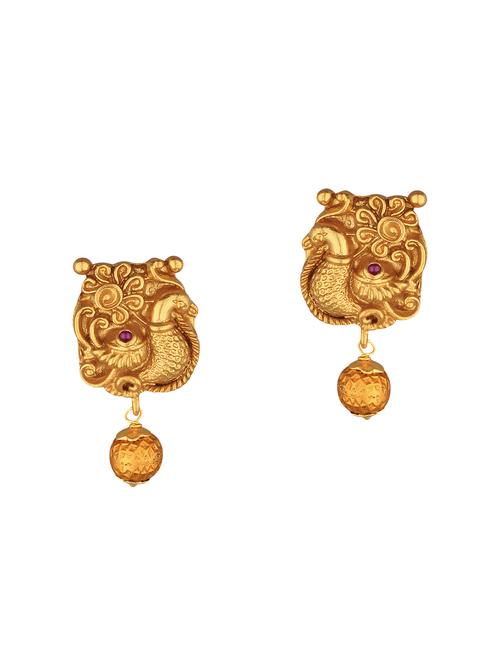 gold brass drop earring - 15363277 - Standard Image - 1