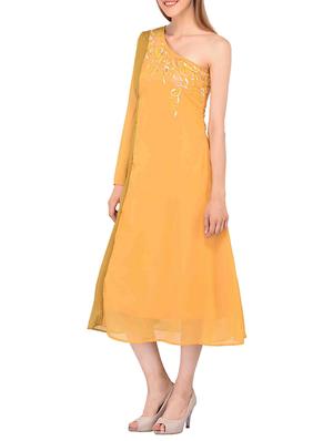 single shoulder embroidered dress - 15363403 - Standard Image - 2