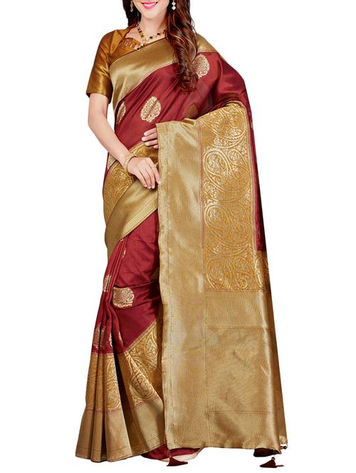 zari motifs banarasi saree with blouse - 15363685 - Standard Image - 1