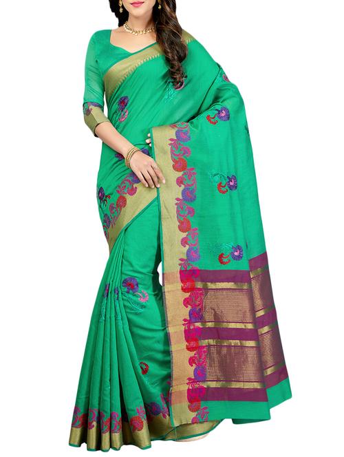 delicate golden border embroidered saree with blouse - 15363692 - Standard Image - 1