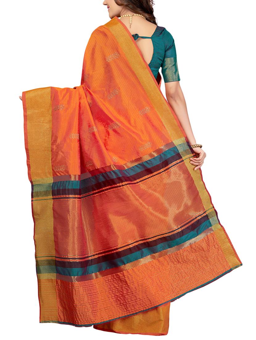 delicate golden border embroidered saree with blouse - 15363731 - Zoom Image - 2