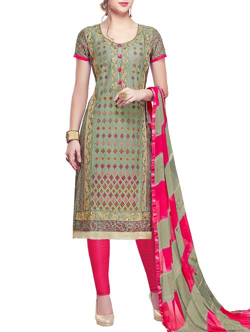 embroidered unstitched churidaar suit - 15363795 - Standard Image - 1