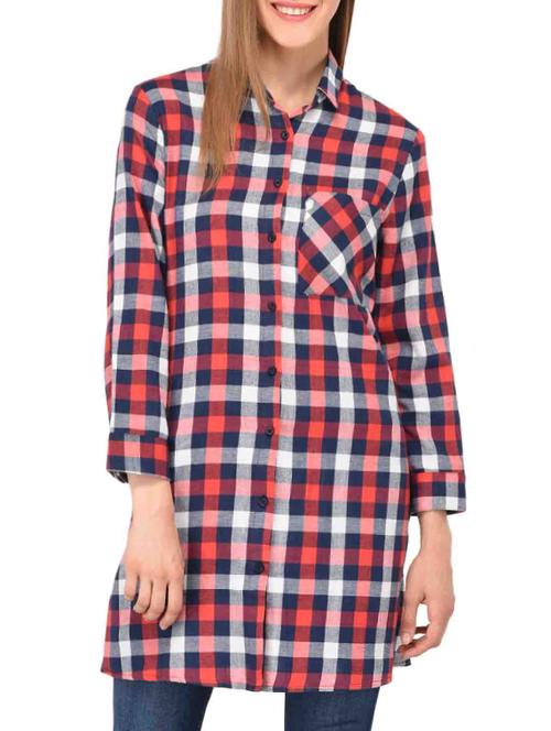 checkered shirt tunic - 15363891 - Standard Image - 1