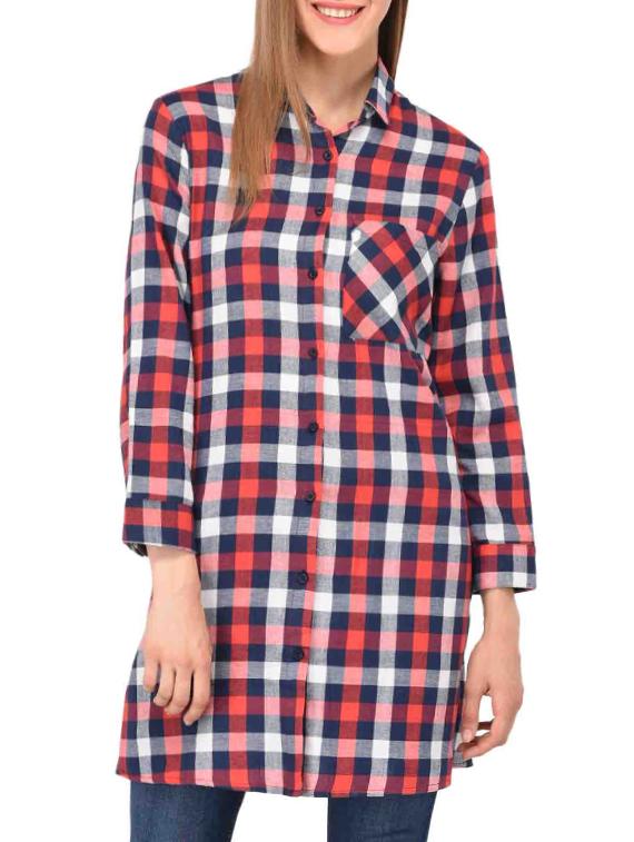 checkered shirt tunic - 15363891 - Zoom Image - 1