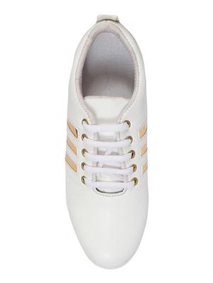 white leatherette lace up sneaker - 15364742 - Standard Image - 3