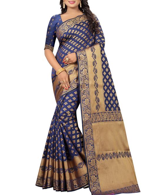 zari woven kanjivaram saree with blouse - 15364746 - Standard Image - 1