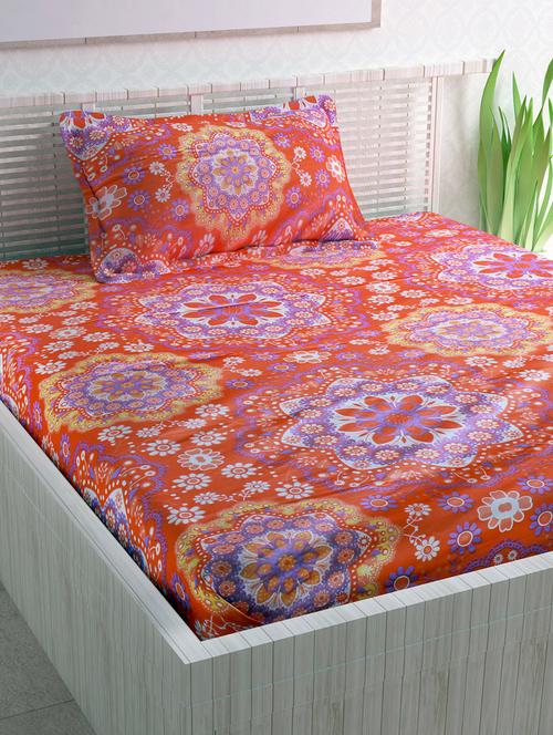 100% Cotton 120TC Single Bedsheet With 1 Pillow Cover - 15365830 - Standard Image - 1