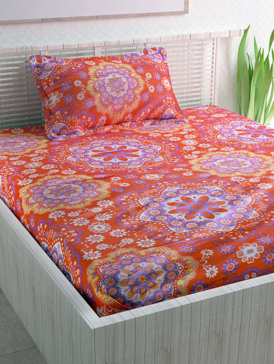 100% Cotton 120TC Single Bedsheet With 1 Pillow Cover - 15365830 - Zoom Image - 1