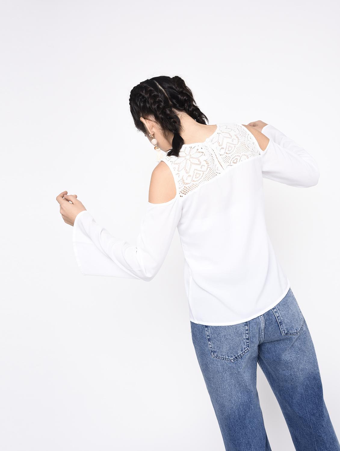 cold shoulder lace panel top - 15366993 - Zoom Image - 4