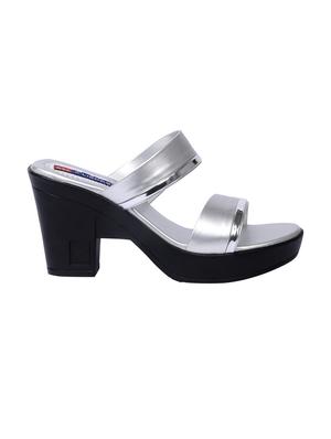 silver slip on sandals - 15367076 - Standard Image - 2