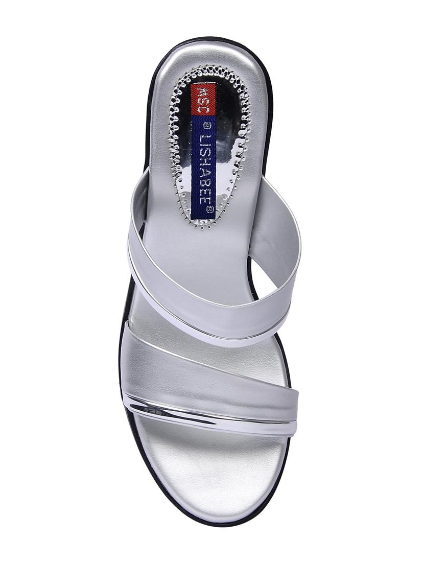 silver slip on sandals - 15367076 - Zoom Image - 4