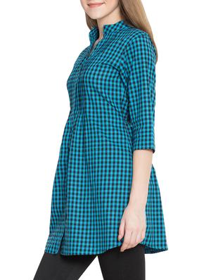 tie back checkered tunic - 15367082 - Standard Image - 2