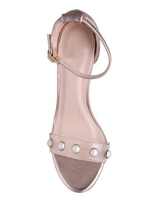 gold pvc ankle strap sandals - 15367570 - Standard Image - 4