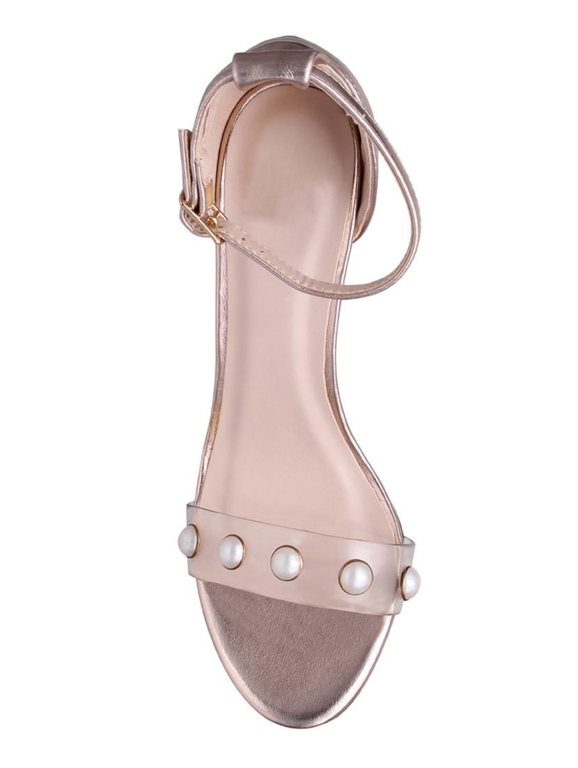 gold pvc ankle strap sandals - 15367570 - Zoom Image - 4
