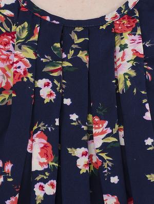 pleated neck floral blouson top - 15367595 - Standard Image - 4