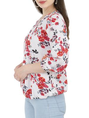 floral pleated blouson top - 15367598 - Standard Image - 2