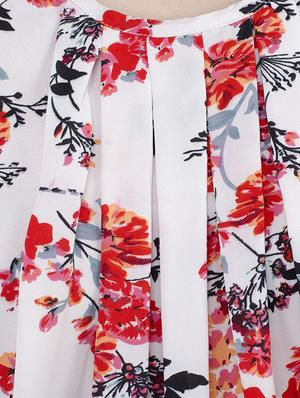 floral pleated blouson top - 15367598 - Standard Image - 4
