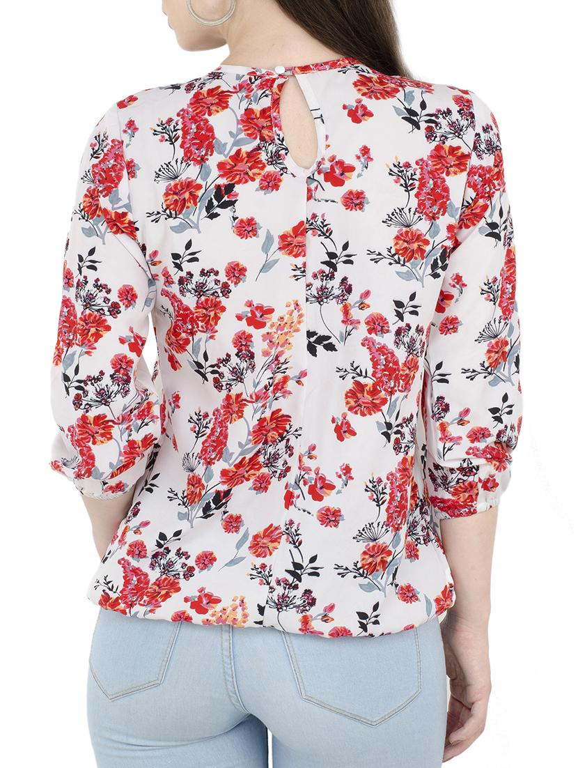 floral pleated blouson top - 15367598 - Zoom Image - 3