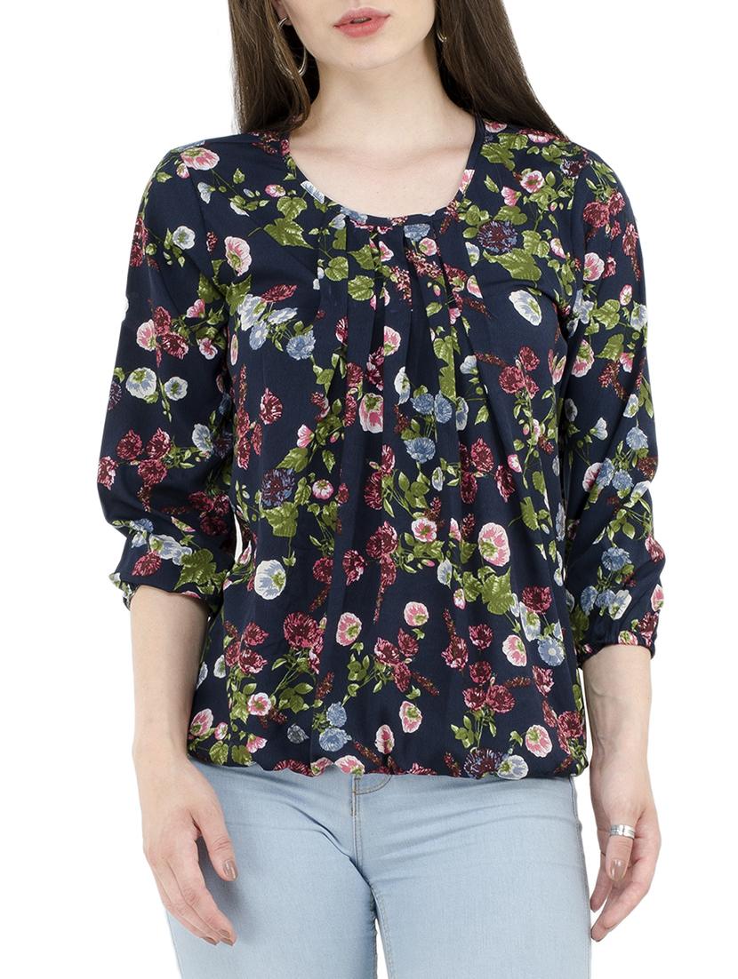 floral pleated blouson top - 15367599 - Zoom Image - 1