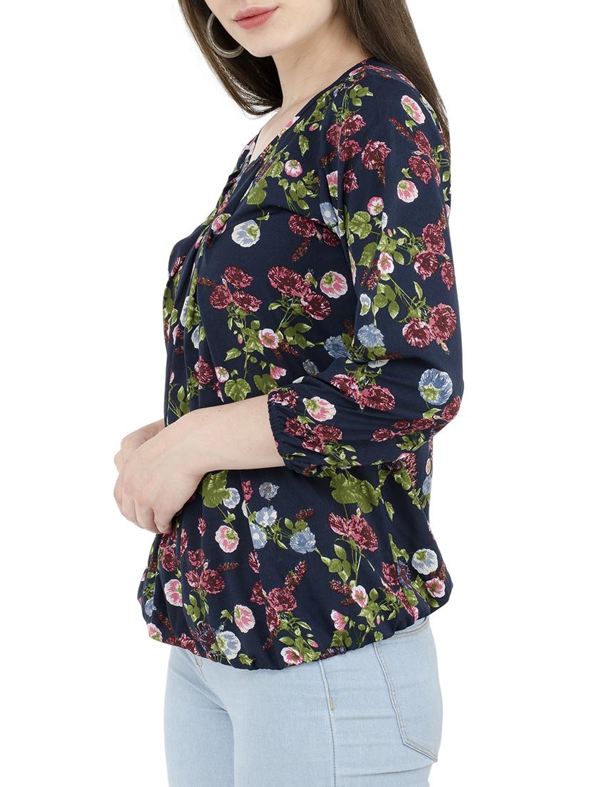 floral pleated blouson top - 15367599 - Zoom Image - 2