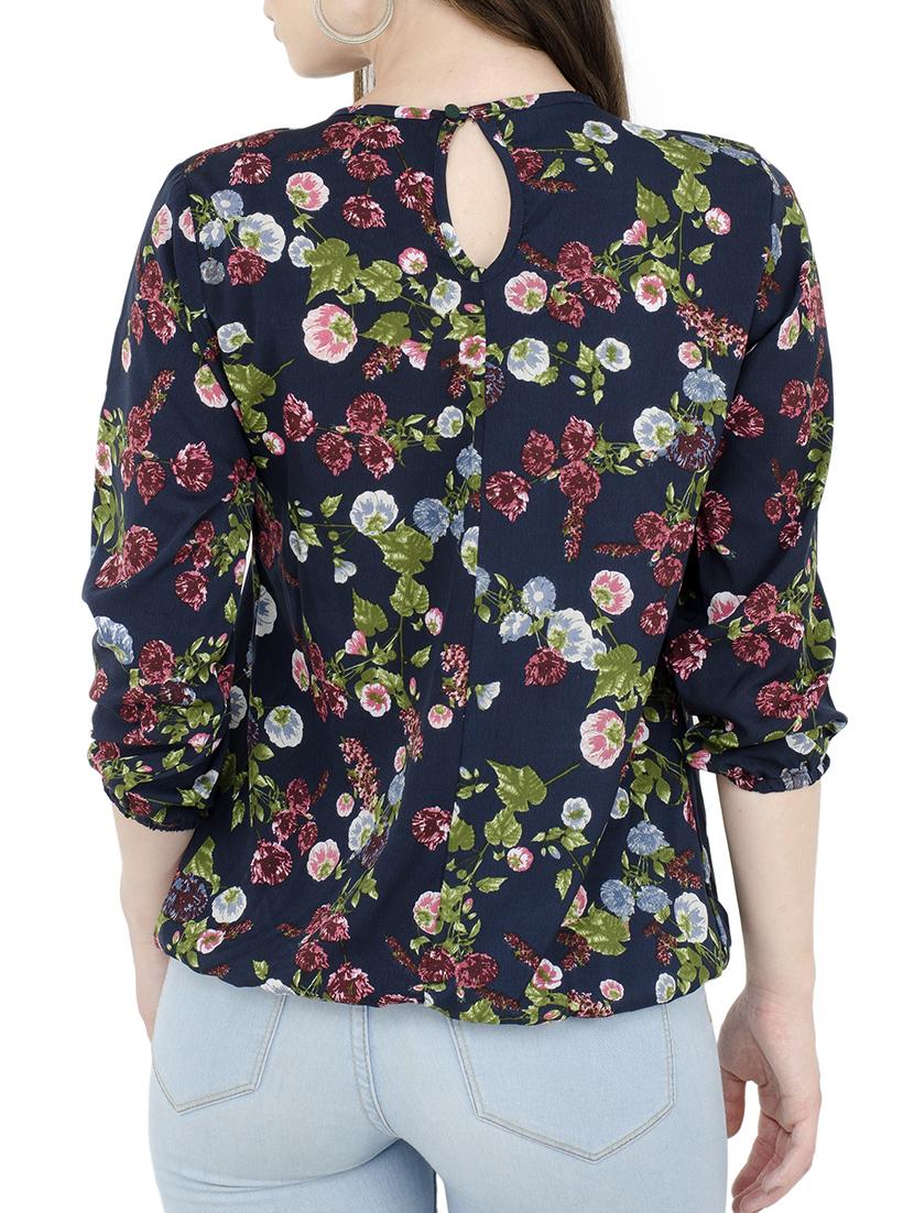 floral pleated blouson top - 15367599 - Zoom Image - 3