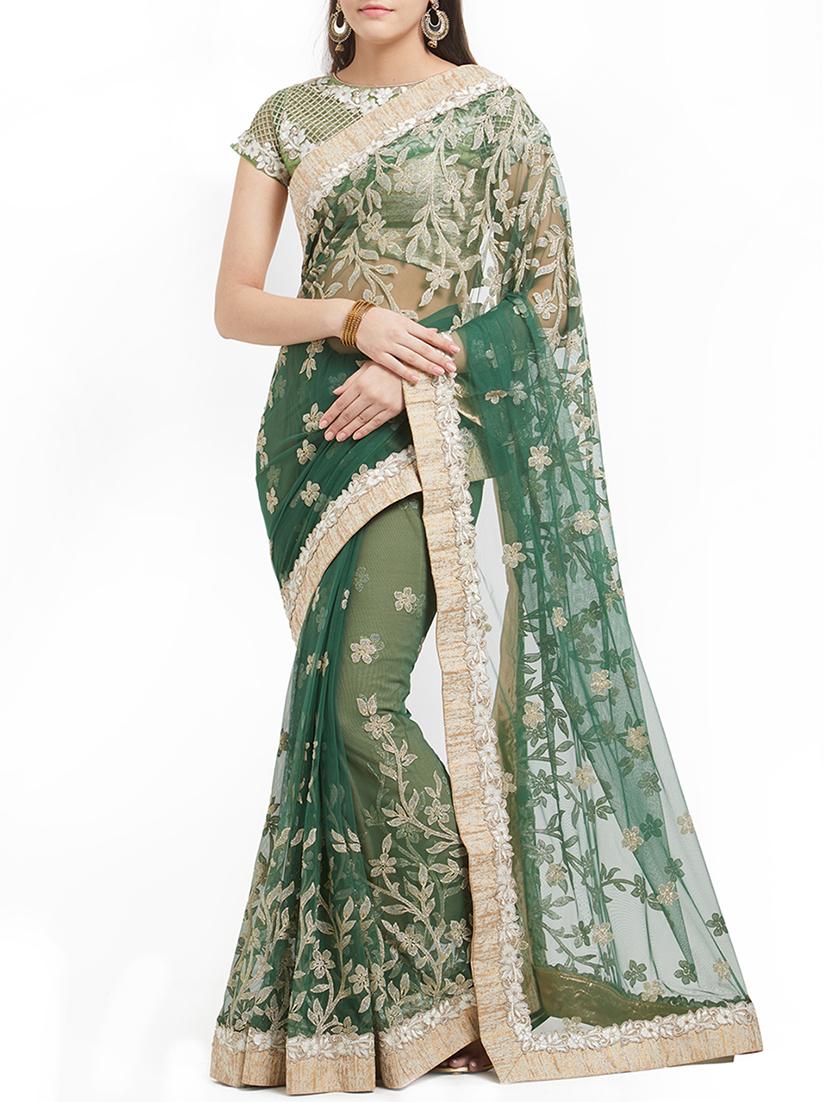 floral embellished net saree with blouse - 15367634 - Zoom Image - 1