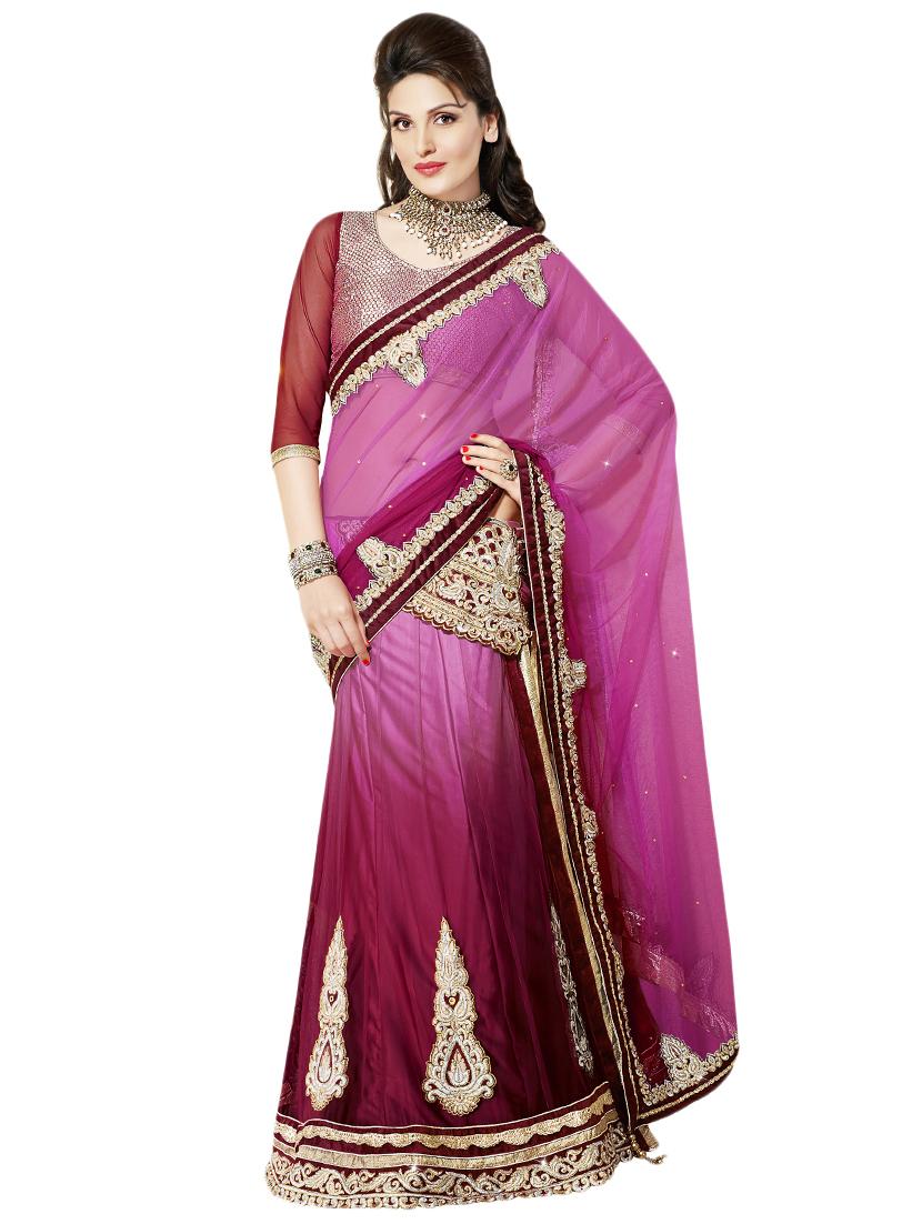 ombre embellished lehenga saree with blouse - 15367636 - Zoom Image - 1