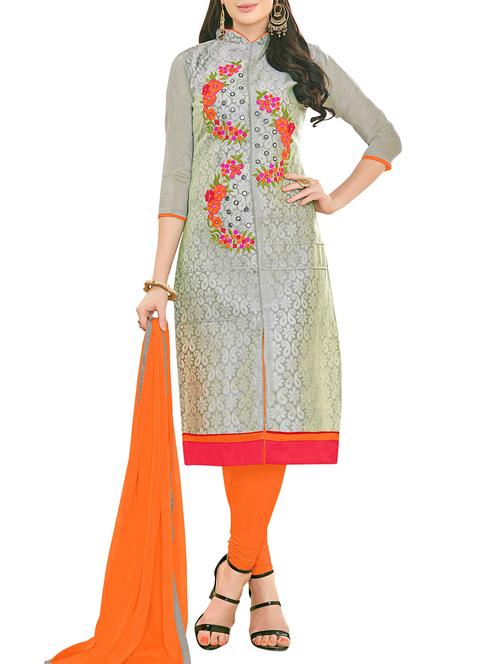 embroidered unstitched churidaar suit - 15367683 - Standard Image - 1