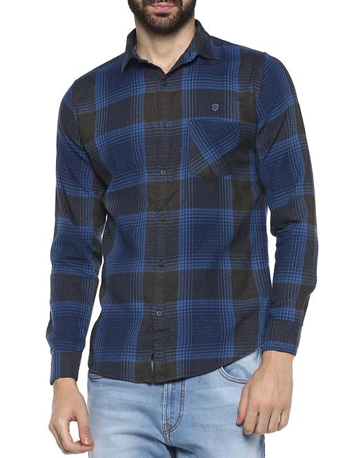 blue cotton casual shirt - 15367873 - Standard Image - 1