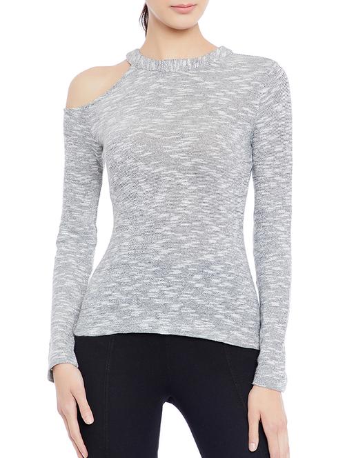 single cold shoulder knitted top - 15367887 - Standard Image - 1