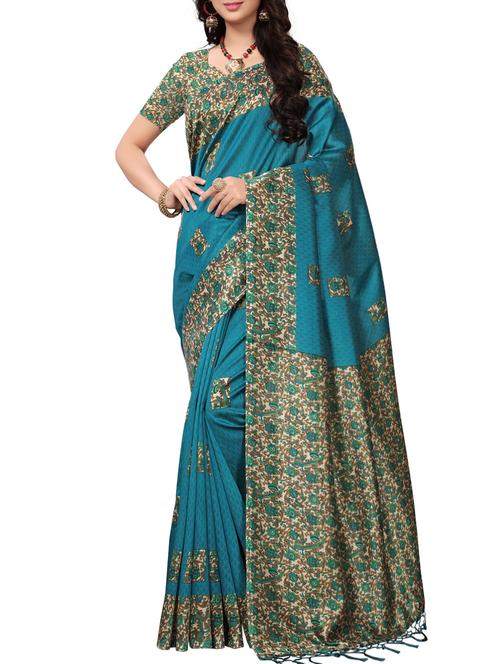 Contrast bordered Mysore Silk saree with blouse - 15371954 - Standard Image - 1
